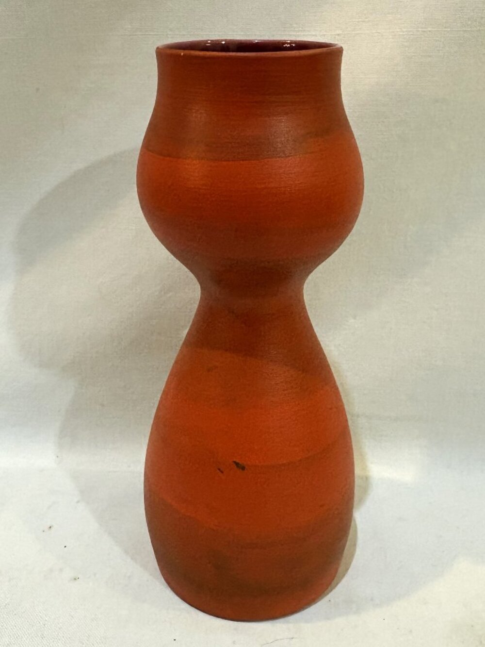 Mancioli Italy Raymor Pottery Hourglass Shaped Red Vase